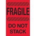 Box Partners Tape Logic DL1192 4 x 6 in. - Fragile - Do Not Stack Fluorescent Red Labels - Roll of 500 DL1192